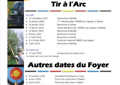 Archers, à vos agendas